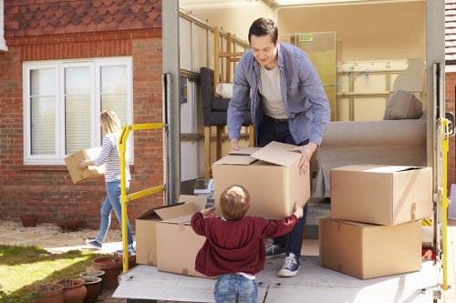 Student removals in Greenwich with packed boxes ready for transport