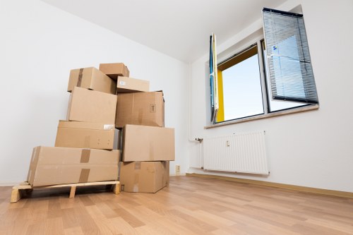 Packed moving boxes ready for a house move in Greenwich