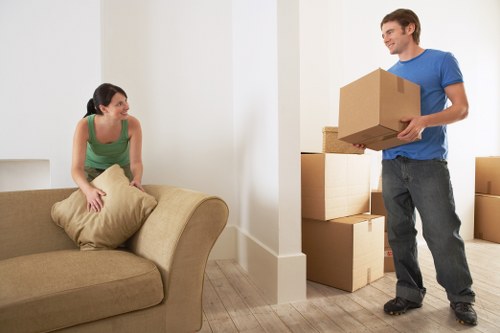Checklist and labelled boxes ready for unpacking in a Greenwich home