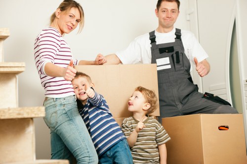 Home move packing and labeled boxes in Greenwich