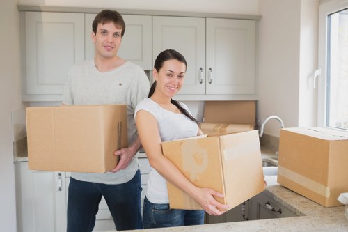 Local Greenwich moving van with boxes and furniture